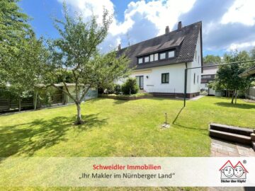 Traumhafte Familienlage: Doppelhaushälfte mit herrlichem Gartengrundstück & Garage in Röthenbach, 90552 Röthenbach, Haus